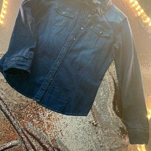 Blue guess button up long sleeves shirt